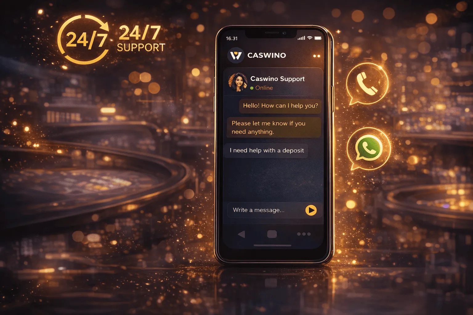 Caswino Support mobile chat for Caswino Casino Australia with 24/7 live assistance